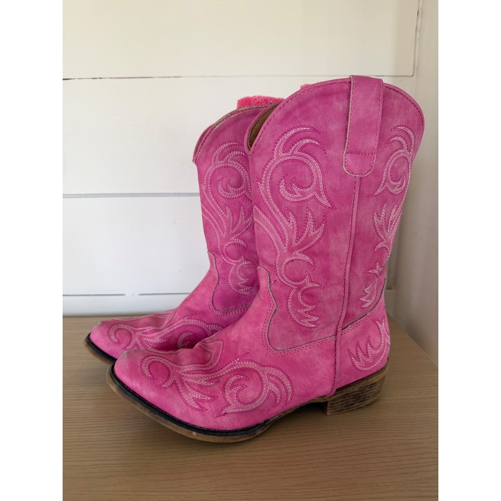 Roper Little Kids Pink Embroidered Western Cowboy Boots Size 3 09-018-1566-2422